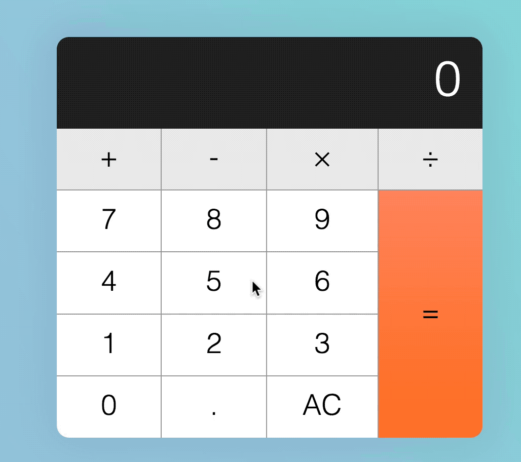 Clicking on the operator when numbers are stored in the calculator results in a calculation