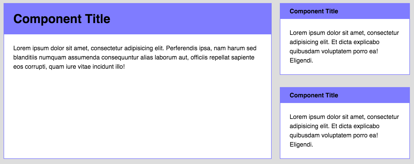 Vertical space between the two smaller components isn't equal to the gutters when the screen is wider than 800px