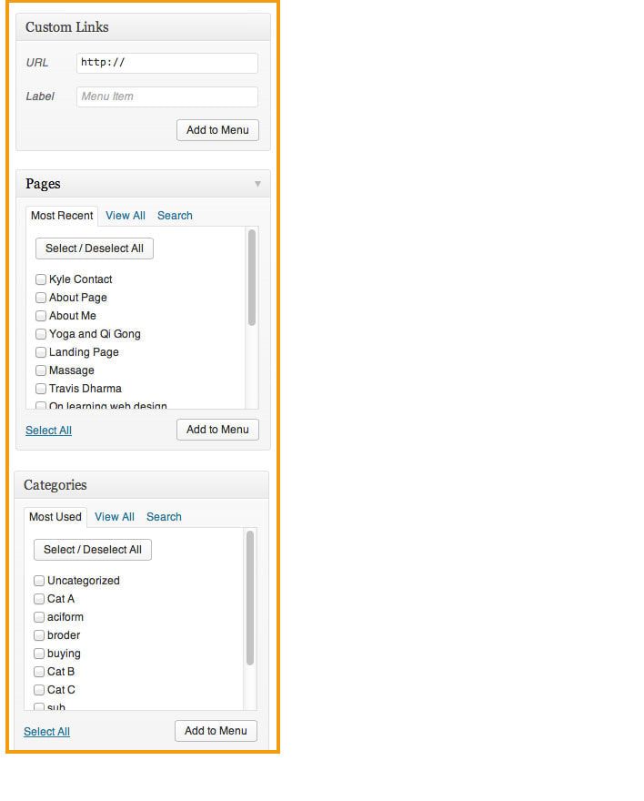 Methods to add items to menu