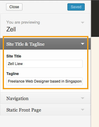 Customizing your website title and tagline