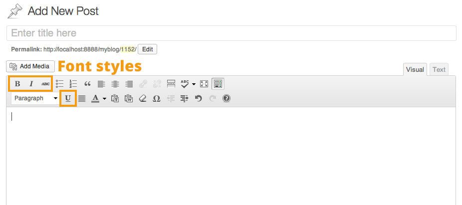 Text styles, Bold, italics, underline and strikethrough
