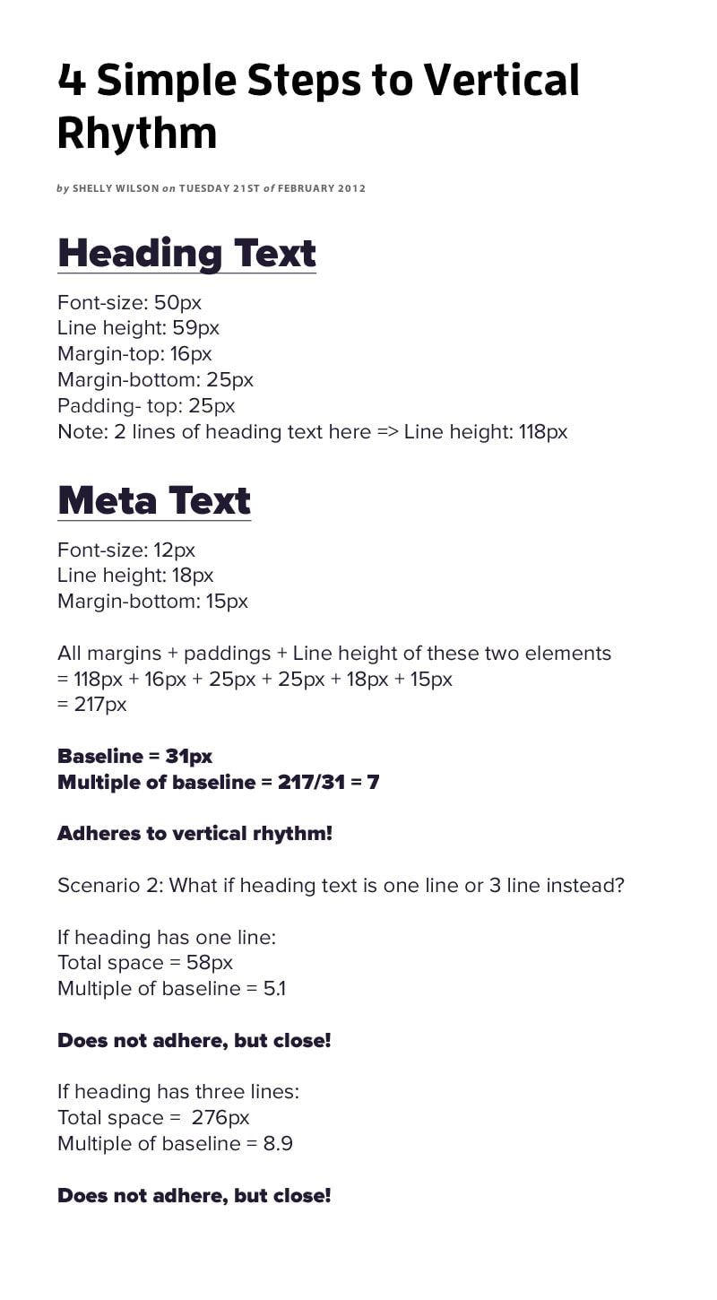 Determining whether headline and meta text adhere to the baseline
