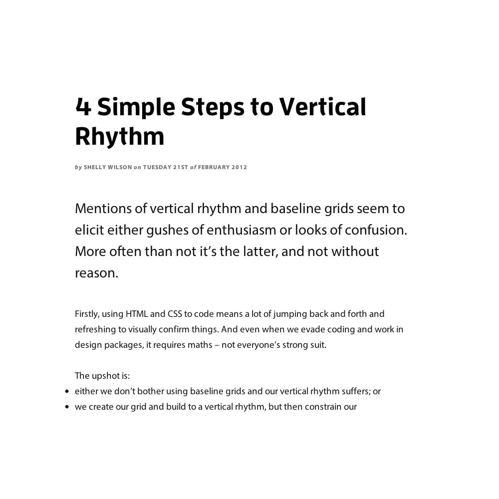 Example of vertical rhythm – Typecast Case Study