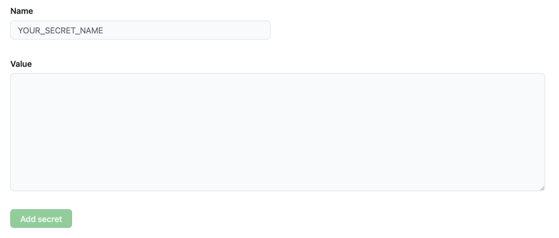 adding a new repository secret