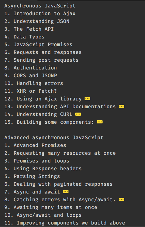 2 modules, 20+ lessons on Ajax