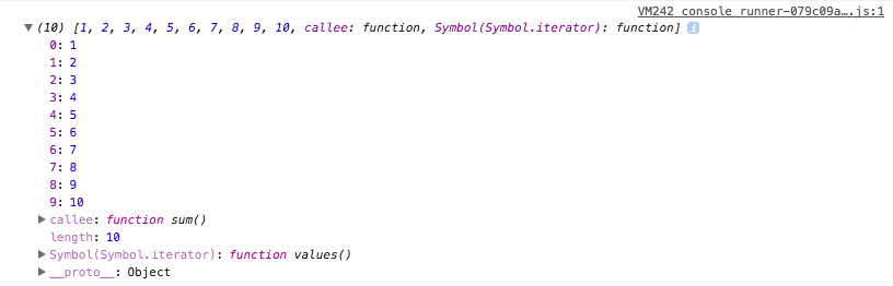Arguments is a Symbol, not an array