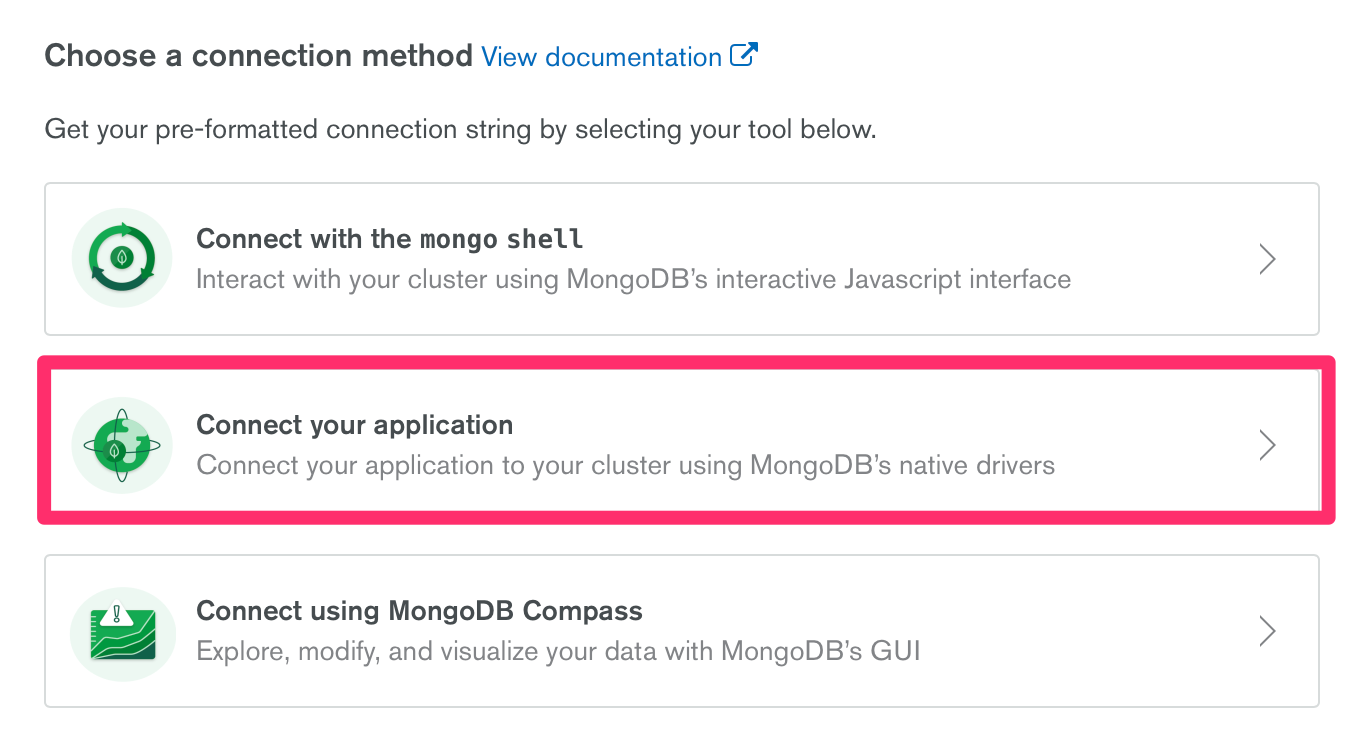 Choosing a connection method.