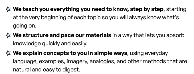 List items with a blue color star