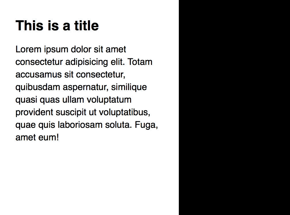 GIF that shows the margins of both <h2> and <p> change at the breakpoint