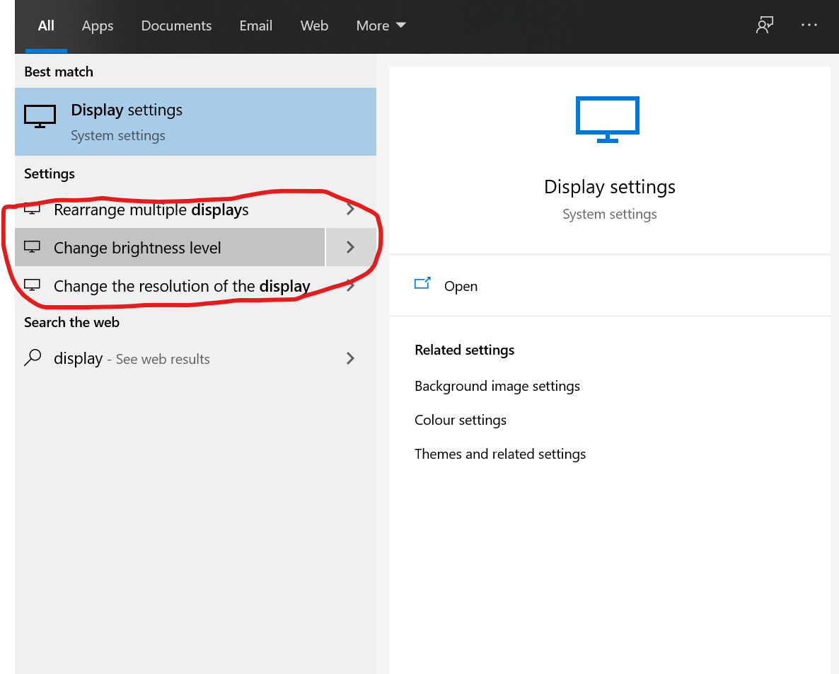 Shows how to find the setting to change brightness .