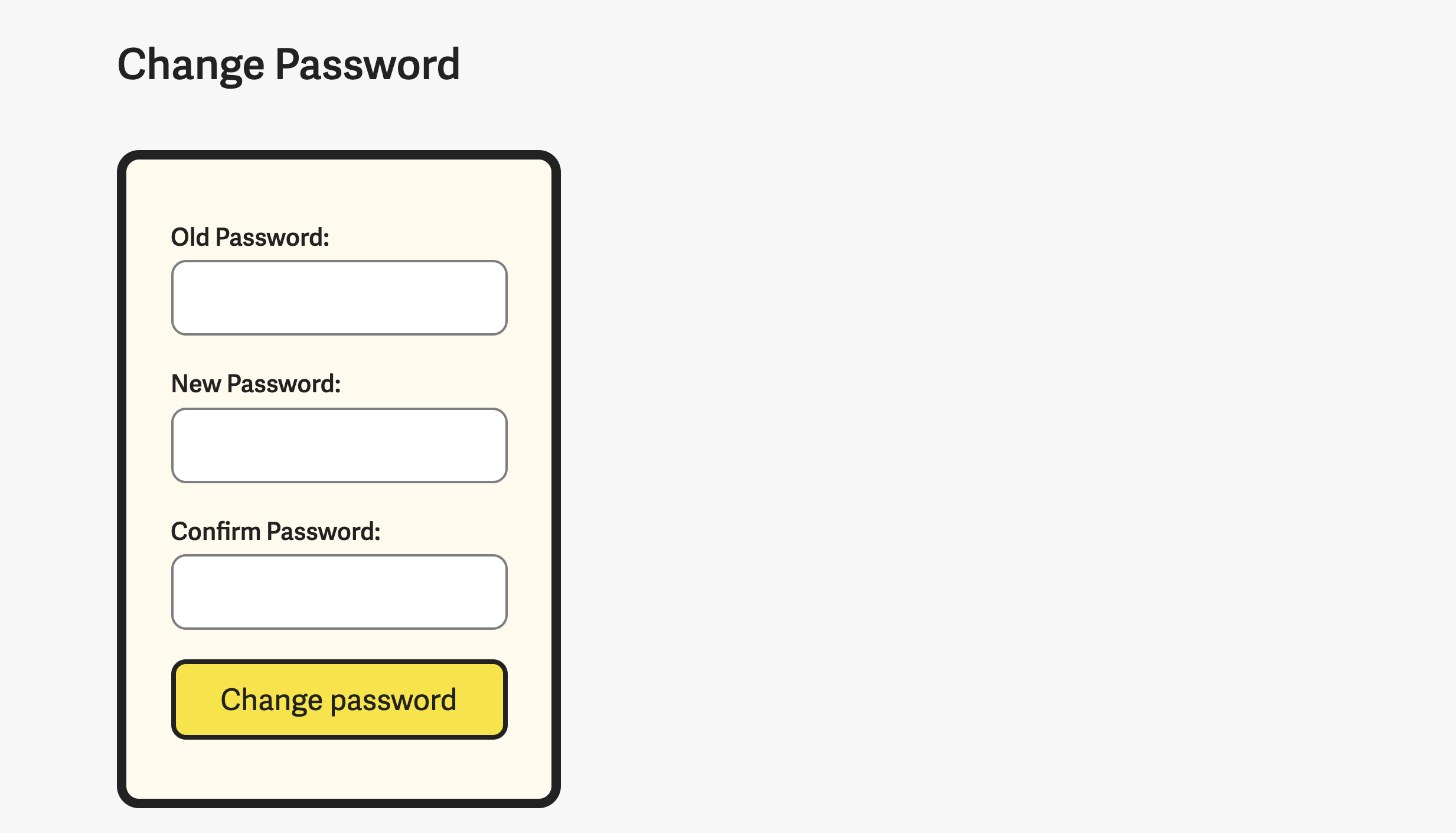 Password fields in a single column.