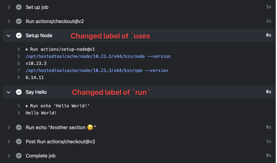 custome label created with name