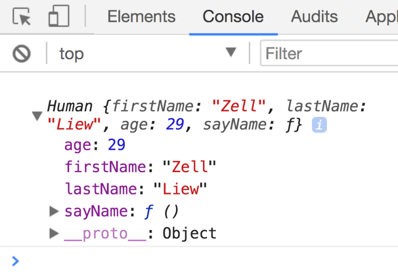 Screenshot of console.log(this)