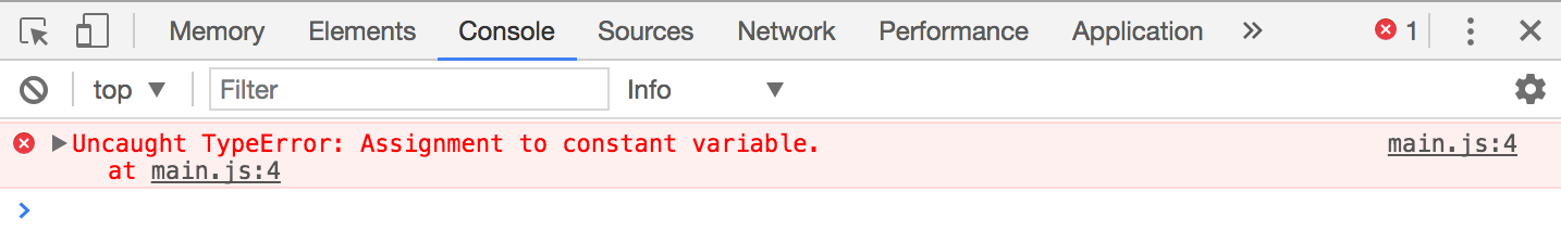 Reassigning a variable declared with const results in an error