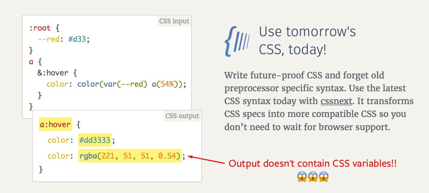 CSS Next doesn't create any CSS Variables!