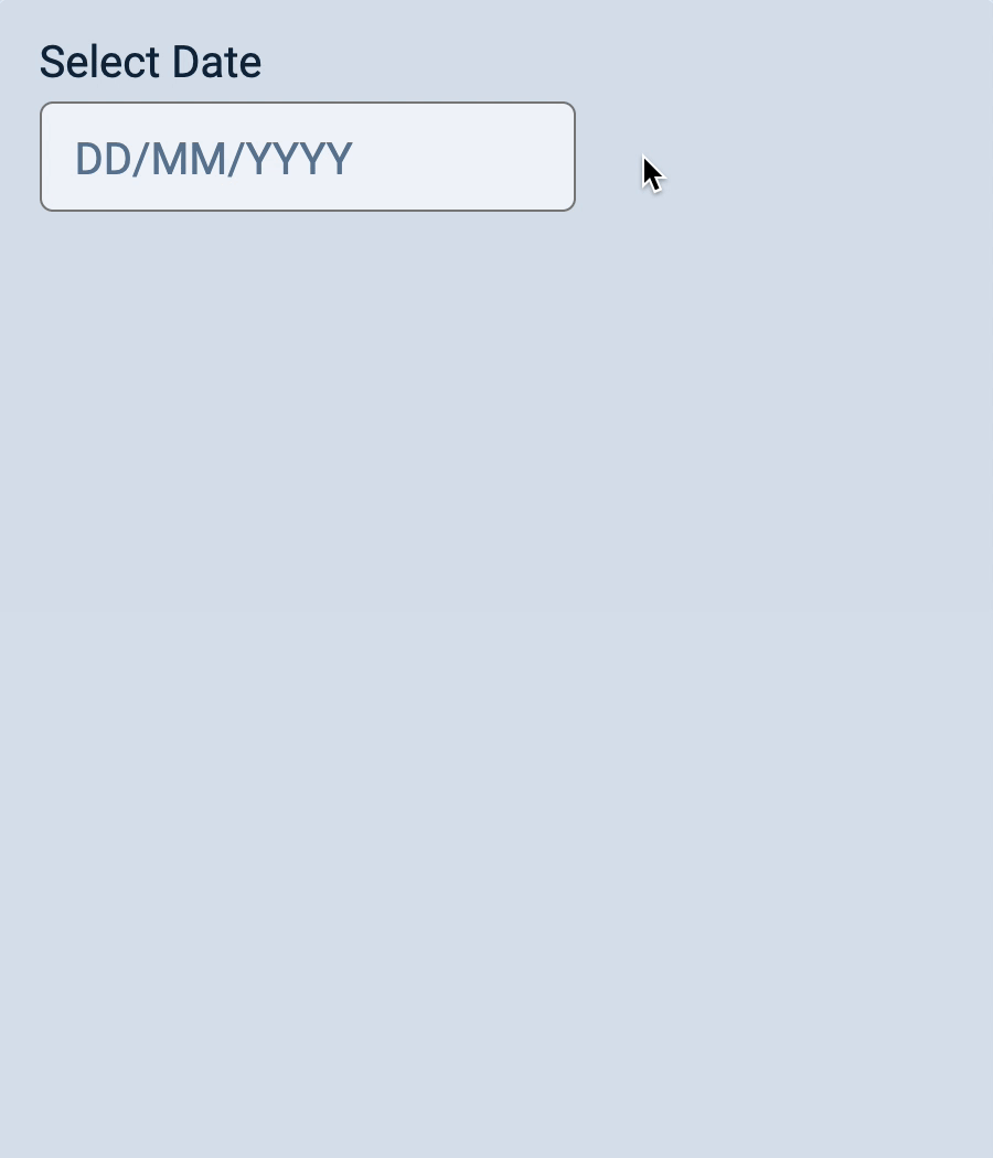 Example of the datepicker in action