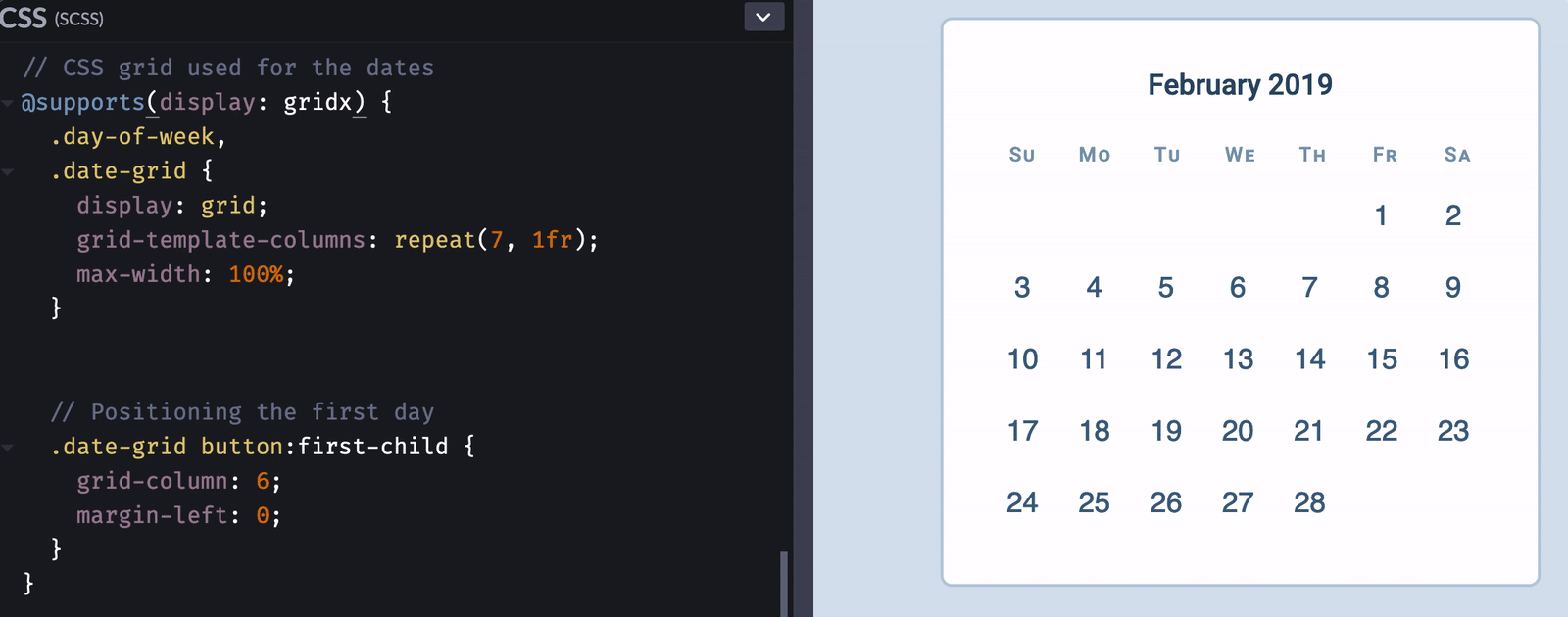 Visual difference between the Flexbox and CSS Grid code
