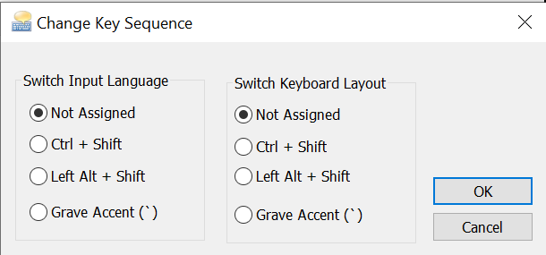 Disabled language switching shortcuts.