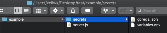 Placed the variables.env file in the secrets folder.