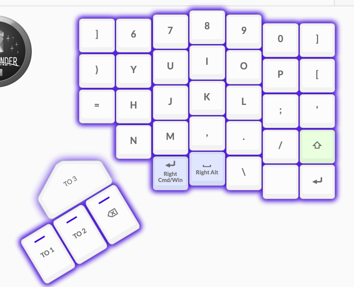 Command and enter dual-function key on the right.