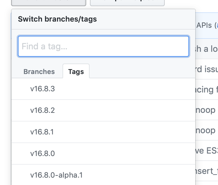 Each git tag is follows Semver
