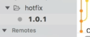 Hotfix folder and 1.0.1 branch in the sidebar