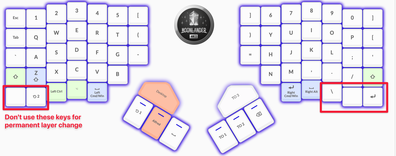 My initial layer change keys.