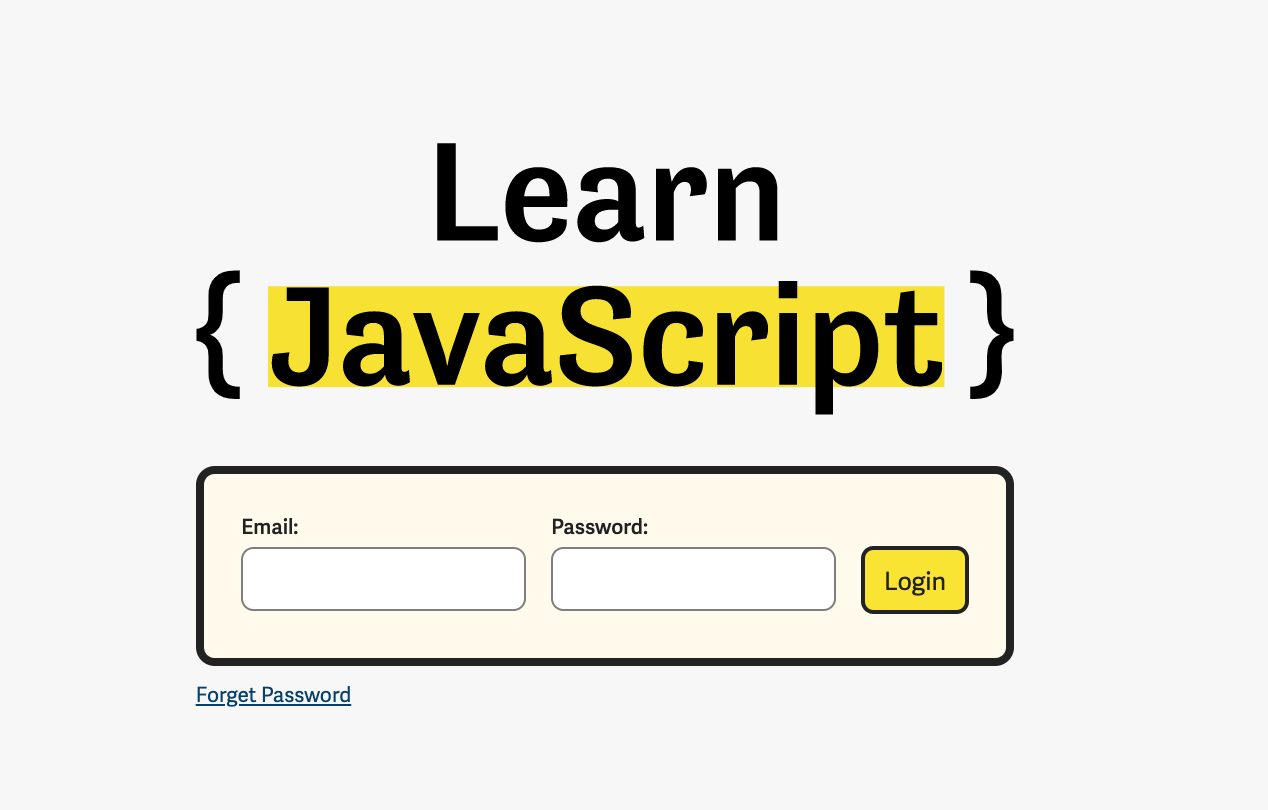 Learn JavaScript login page.