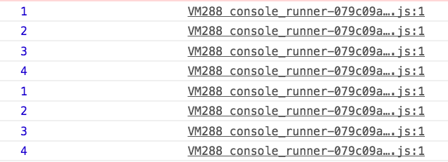 i was correctly logged as 1, 2 3 and 4