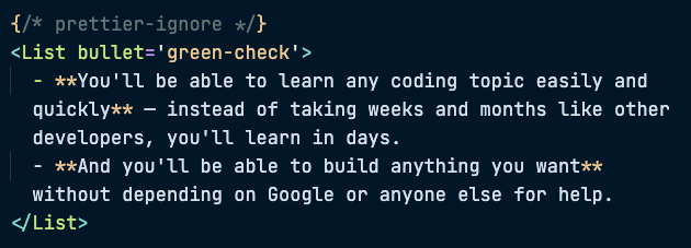List items written like normal markdown