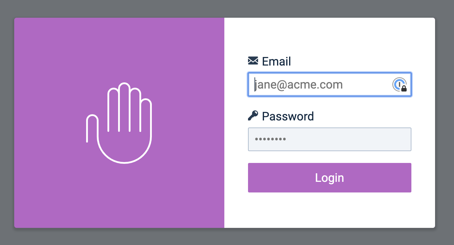 Modal with two inputs and one button.