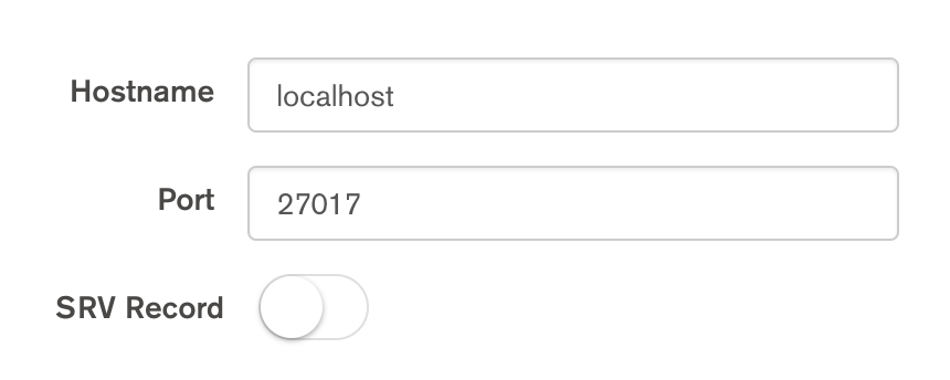 Sets Hostname to localhost and Port to 27017.