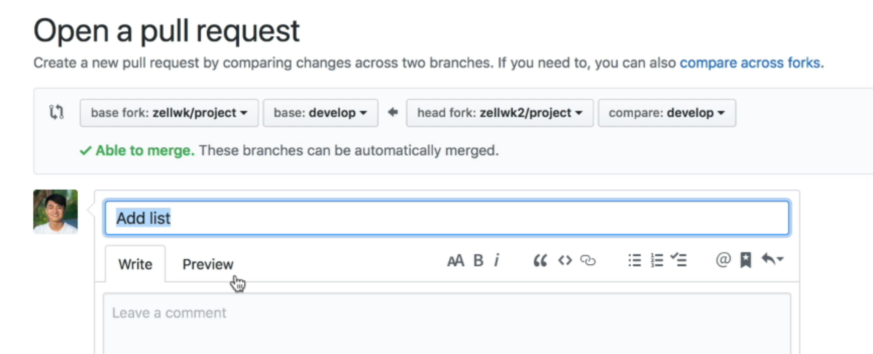 Comparing two repositories and two branches