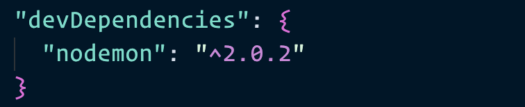 Saved Nodemon as a dev dependency.