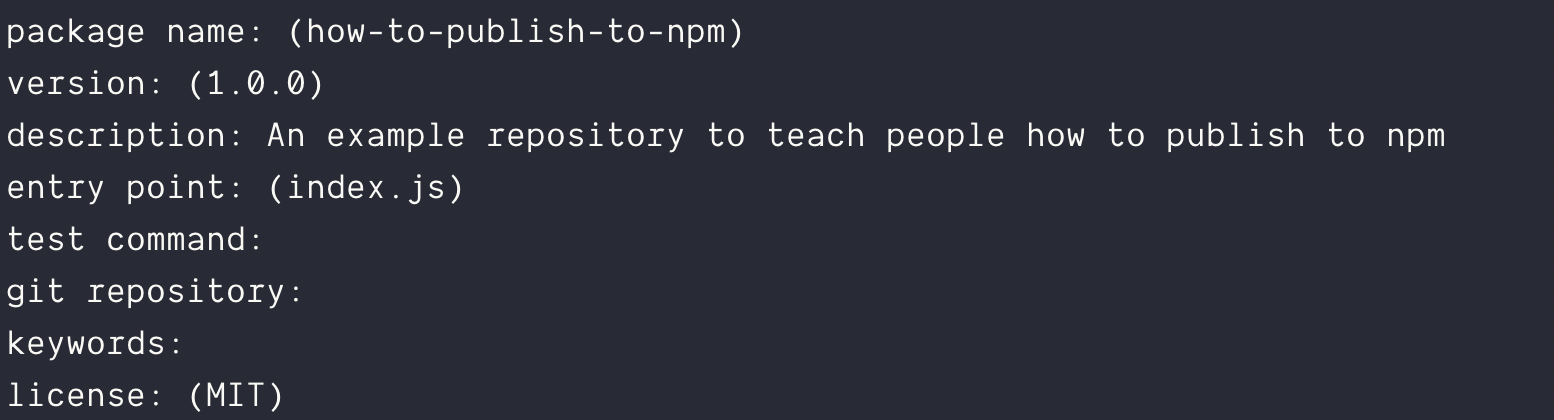 Image of the npm init command