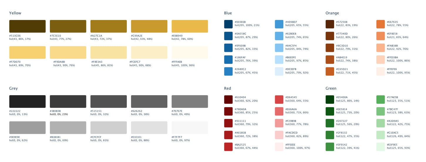 The color palette from Refactoring UI that I used for the project.