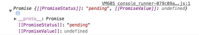 Logging jeffBuysCake shows that the promise is pending.