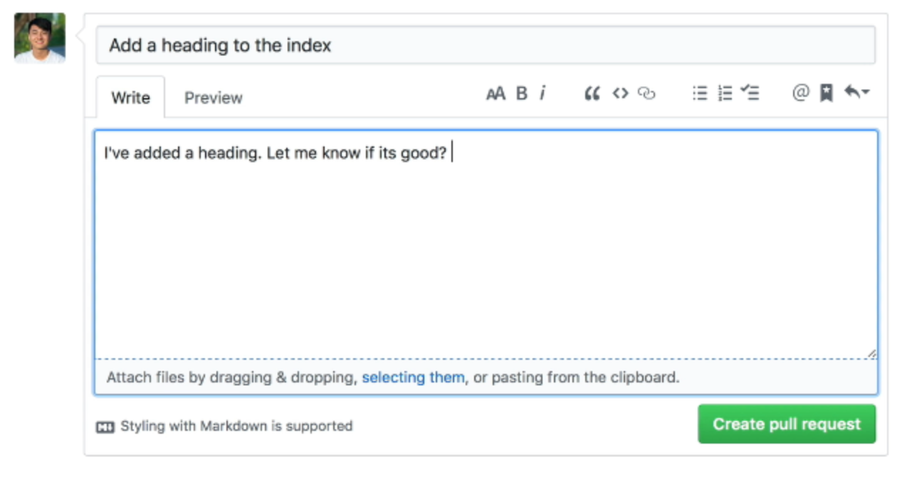 Setting title and comments fro the pull request