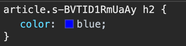 How a scoped selector looks like in the devtools