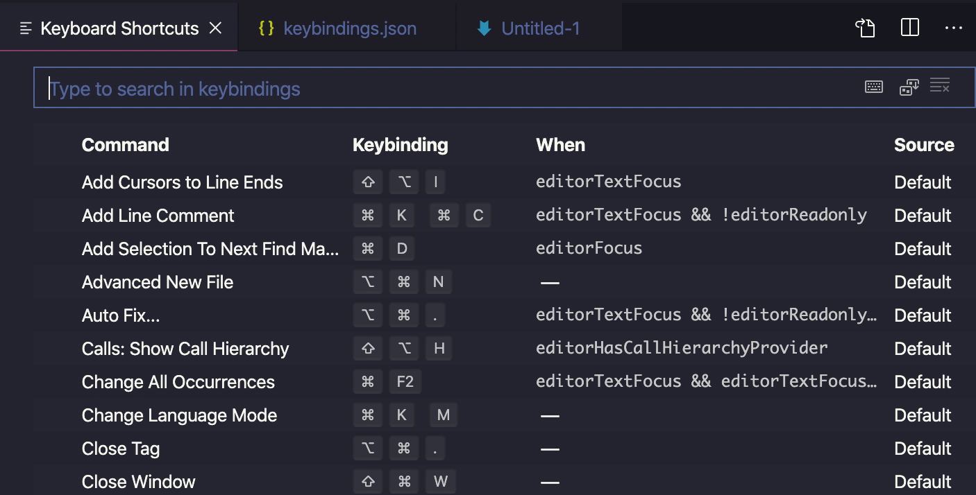 Changes betwen three tabs with keyboard shortcuts.