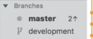 `master` is two commits ahead of the `origin/master` branch