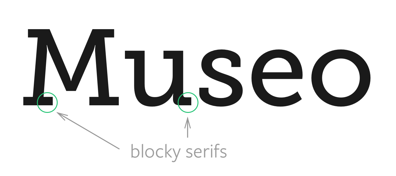 Image of Museo Slab typeface that contains blocky serifs