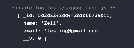 User object from MongoDB.