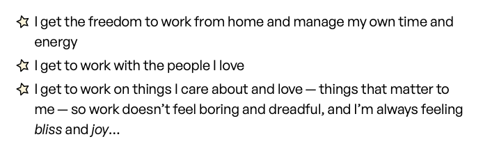 List items with a yellow color star