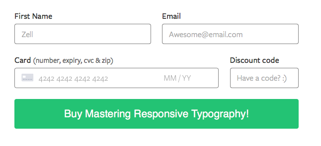 Payment form on Mastering Responsive Typography
