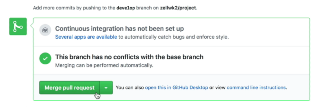 The merge pull request button