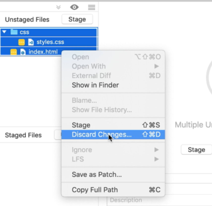 git discard changes