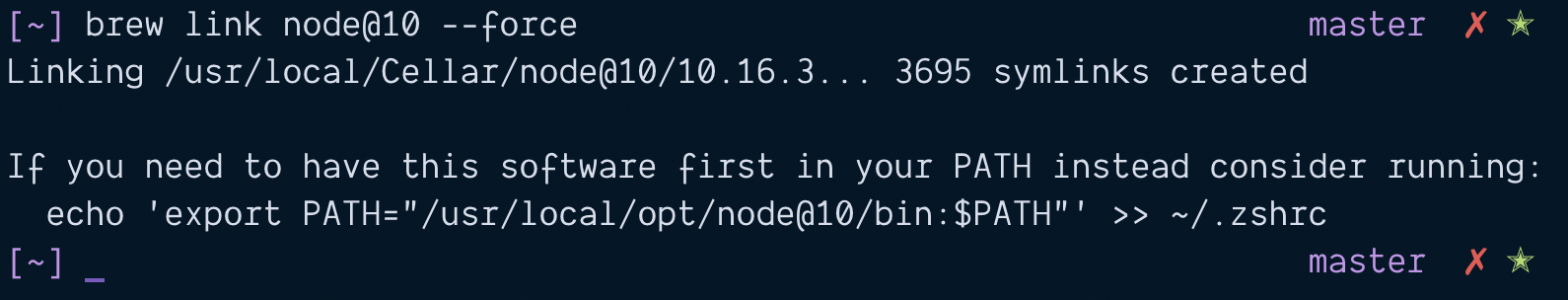 brew install node version