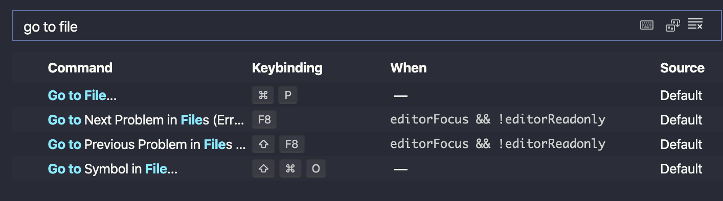 visual studio shortcut keys for mac