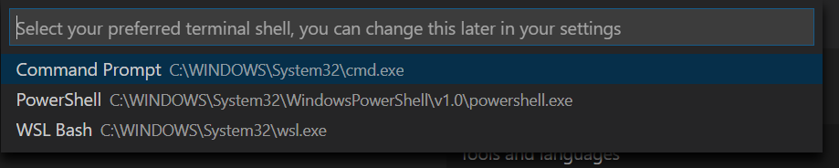 Select WSL Bash from the popup menu.